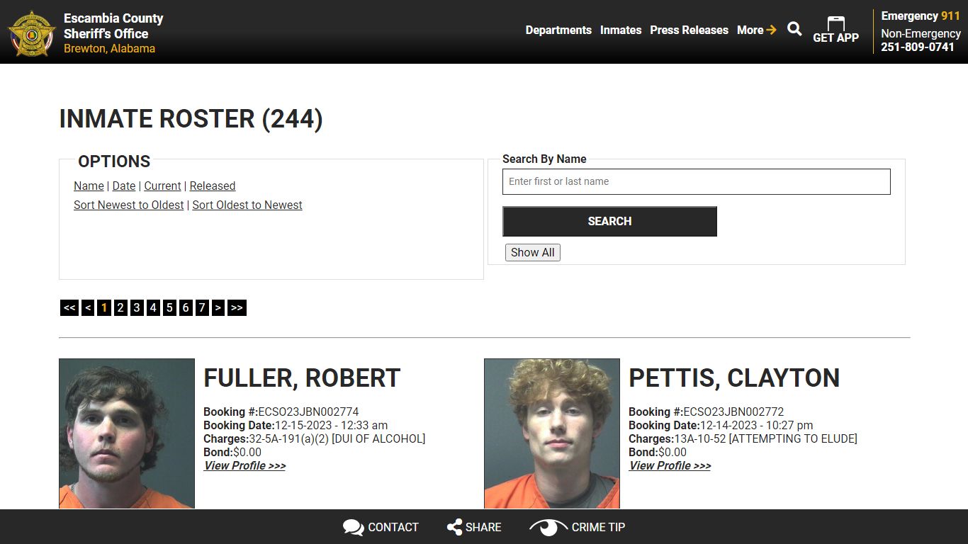 Inmate Roster (252) - Escambia County Sheriff, AL